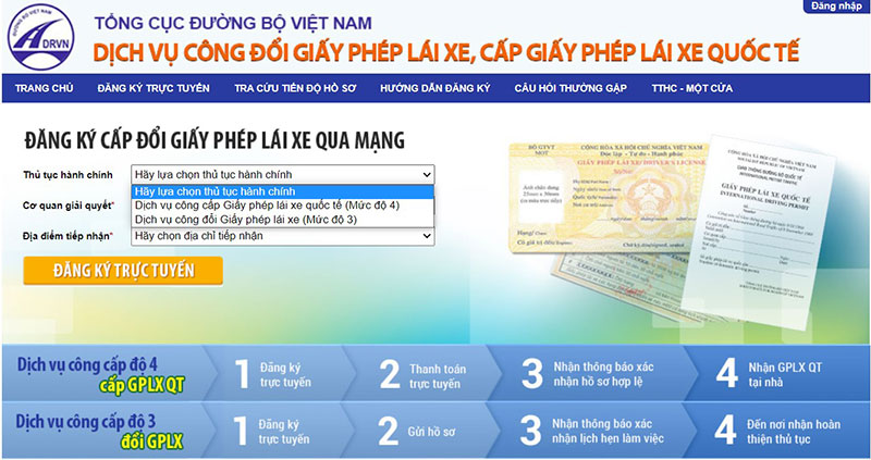Đổi bằng lái xe quốc tế tại Việt Nam online